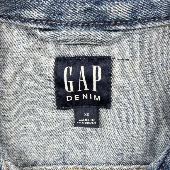 Gap Denim Jacket Womens XS Blue Excellent Medium Wash Trucker Jean Jacket - Picture 6 of 10